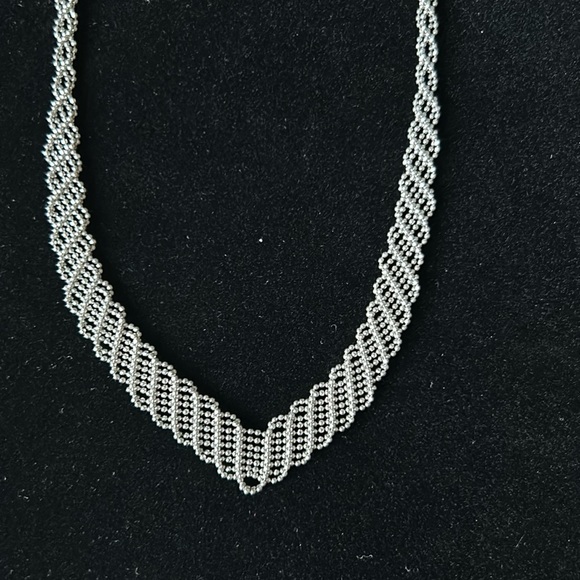 NWOT Sterling Silver Woven V Necklace - Picture 3 of 7